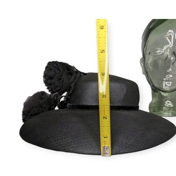 Vintage Millinery Design Studio Black Derby Wide Brim Hat